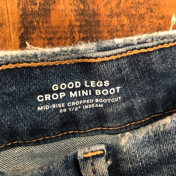 Good American Medium Blue Raw-Hem Crop Mini Boot Jeans - Picture 4 of 13
